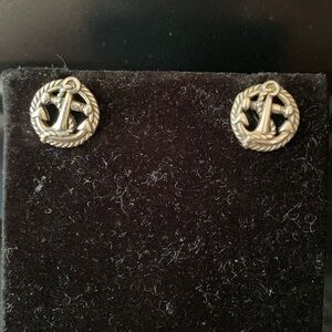Brighton nautical silver anchor and‎ rope post earrings